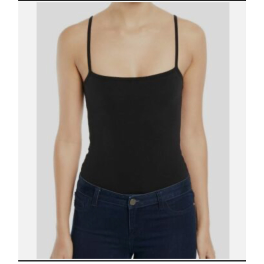 ATM Sleeveless Stretch Square Neck Camisole Bodysuit Black Size XS‎